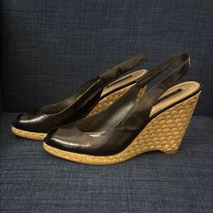 Stylish Black Wedge Slingback Shoes